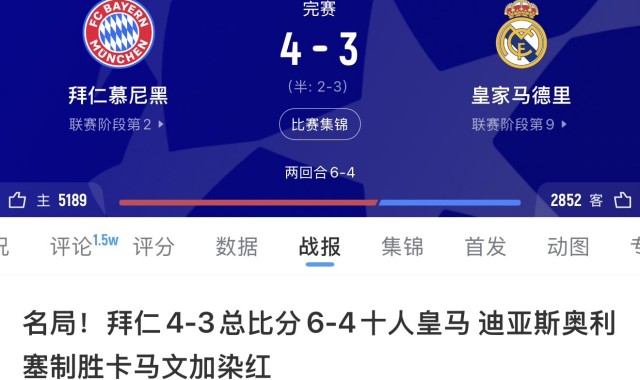 开云APP-最终3-4出局！阿斯：次回合战拜仁，皇马开出每人50万欧赢球奖金